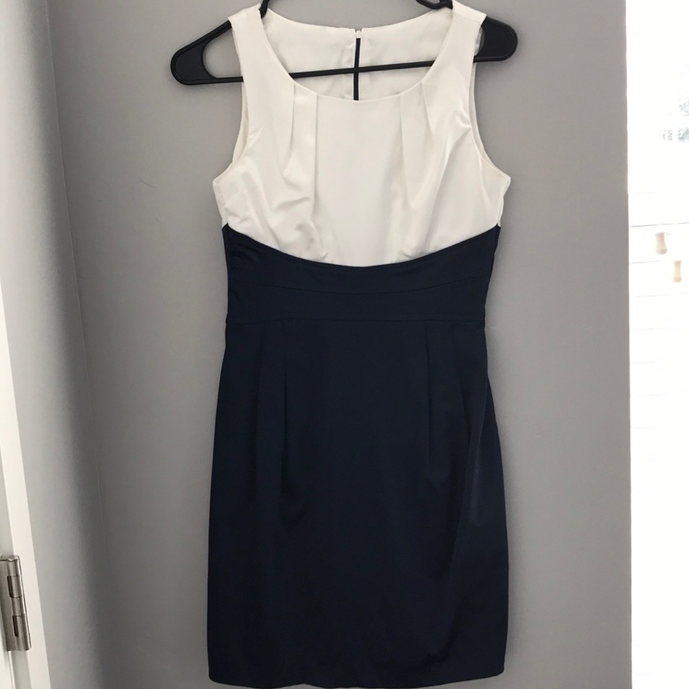 Navy blue with white dress